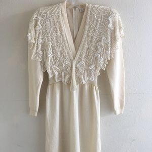 White St John Dress with V neck and Empire Waist